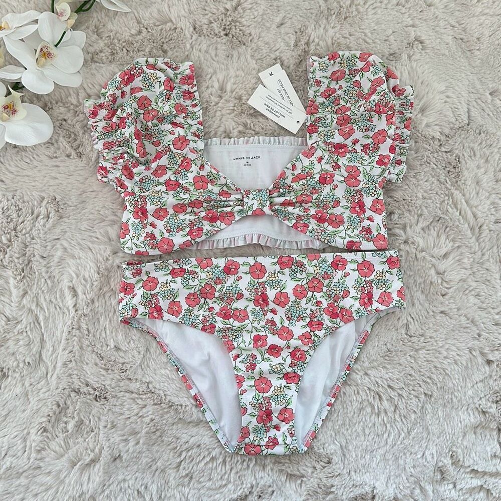 Janie and Jack Recycled Floral 2-Piece Swimsuit Size 18 Girls